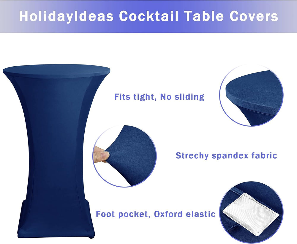 Spandex Navy Cocktail Table Covers for 30-32 Inch High Top Pub 4 Pack