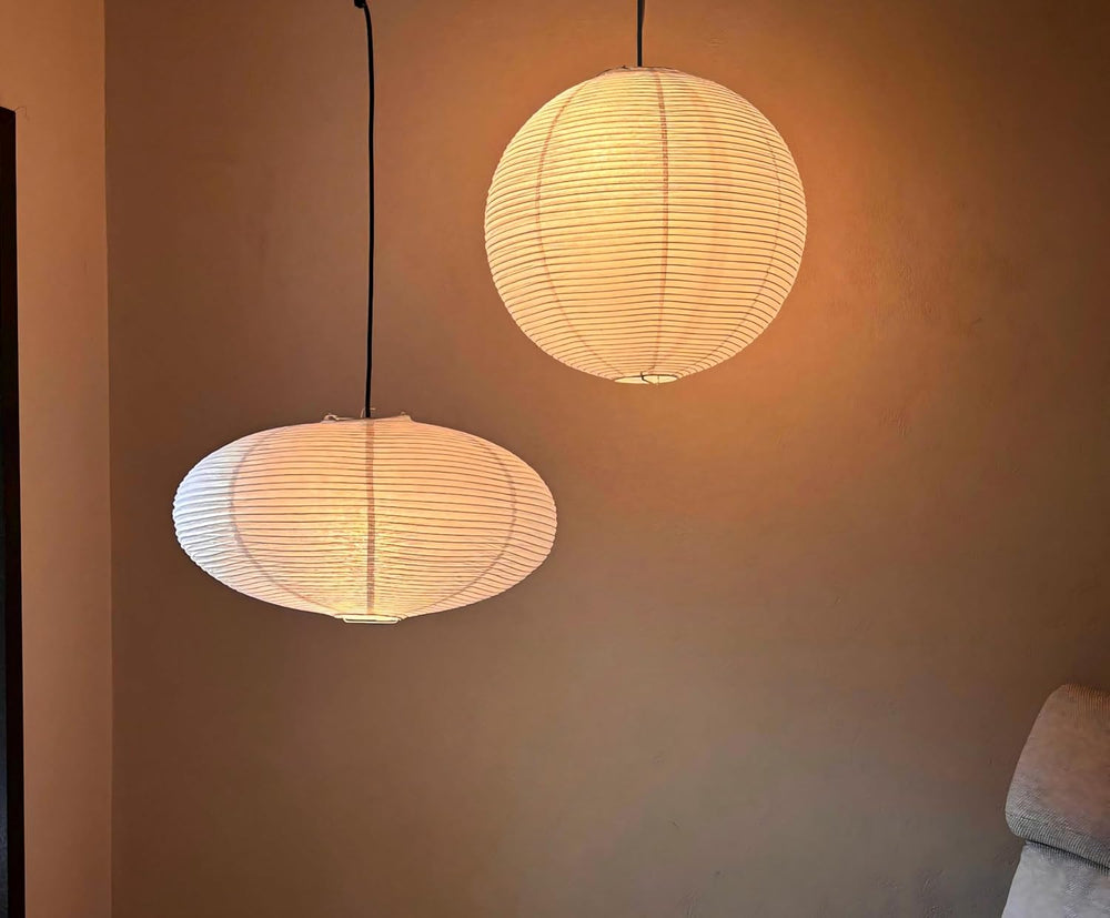 2 PCS Chinese Paper Lanterns White Lampshade, 16inch Large Round and 18inch O...