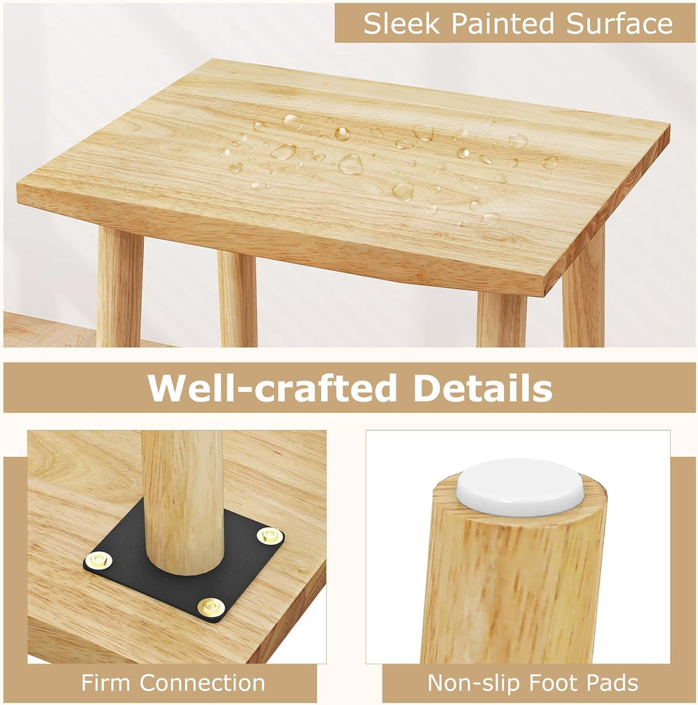 GIANTEX 25.5" Wooden Bar Stools Set of 2, Farmhouse Backless Counter Hei...