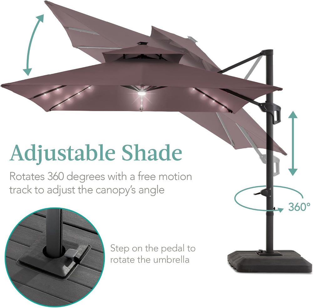Best Choice Products 10x10ft Cantilever Patio Umbrella w/Base Included, Solar...