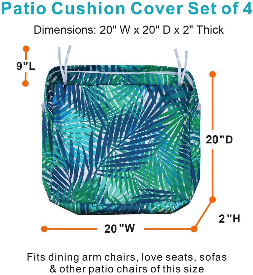 NettyPro Outdoor Cushion Slipcovers Waterproof 4 Pack Patio Chair Seat Cushio...