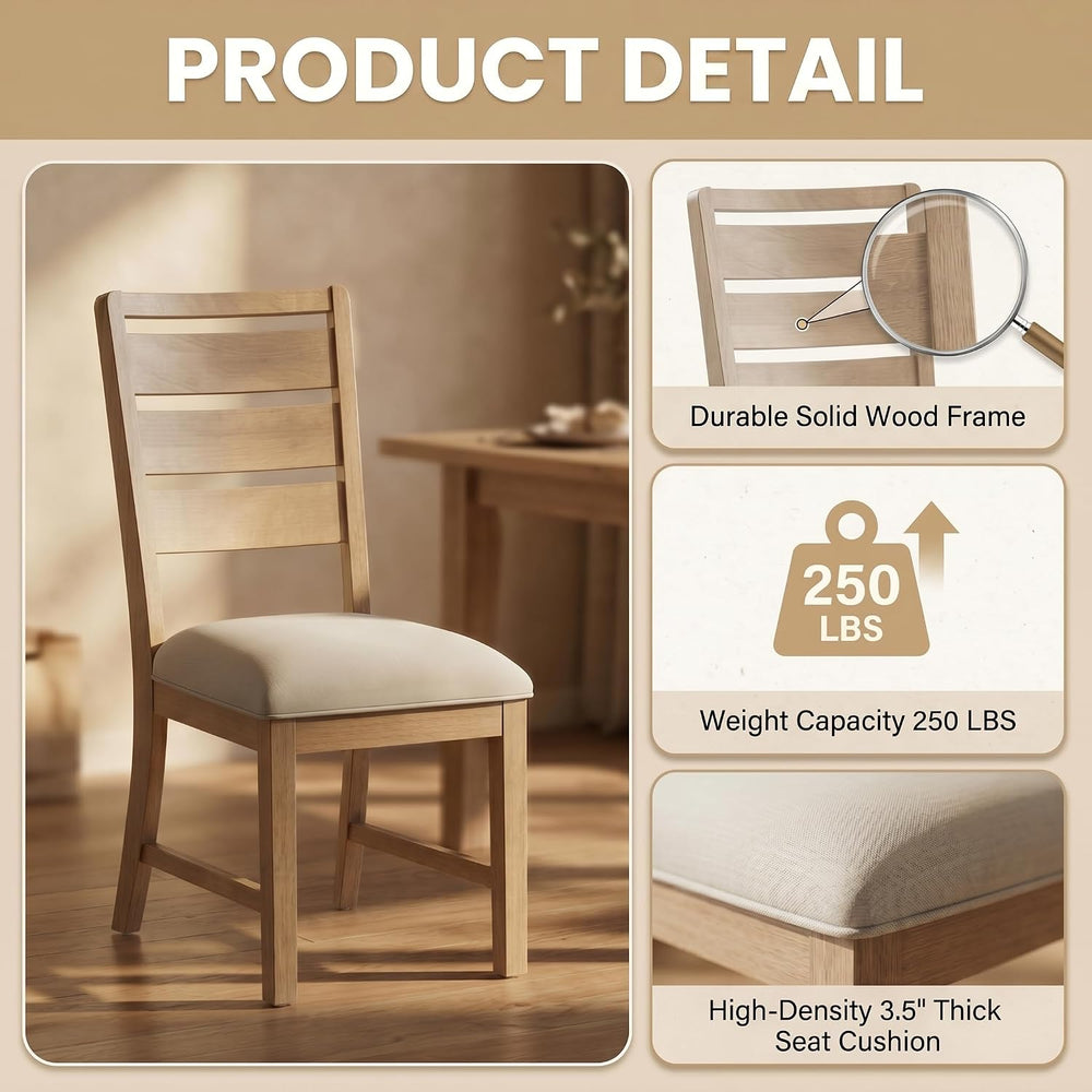 COLAMY Modern Dining Chairs Set of 6, Breathable Fabric Kitchen Chairs with H...