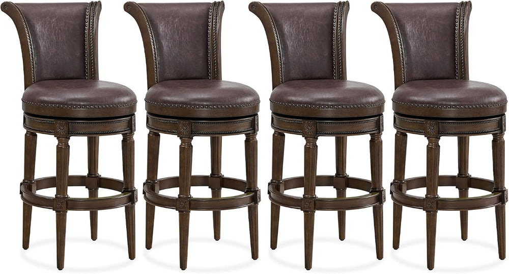 ROME + OAK Set of 4 Runyan 31" Swivel Bar Stool, High Back Barstool in D...
