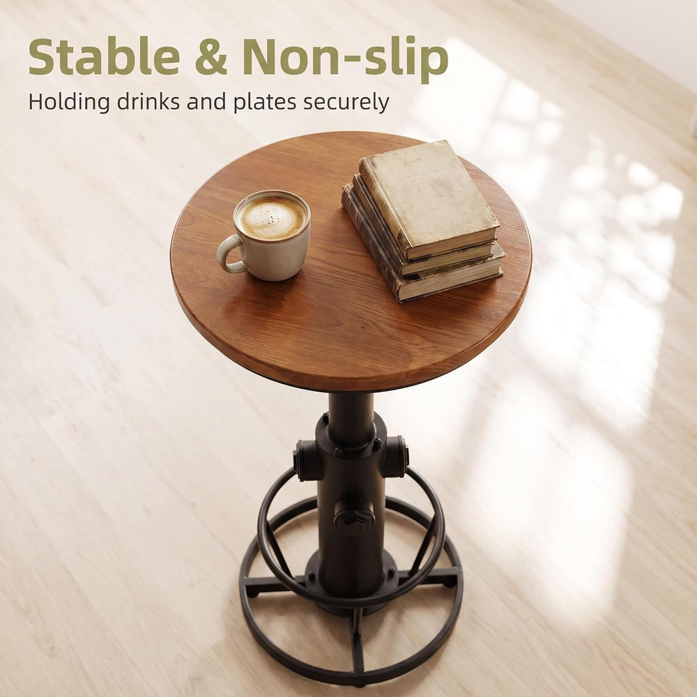 Vintage Bistro Table Height Adjustable 38.6-44.4inch Industrial Bar Table for...