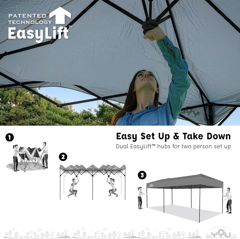 YOLI Fortitude EasyLift 200 Instant Pop-Up Canopy, 10x20 Heavy Duty Pavilion ...