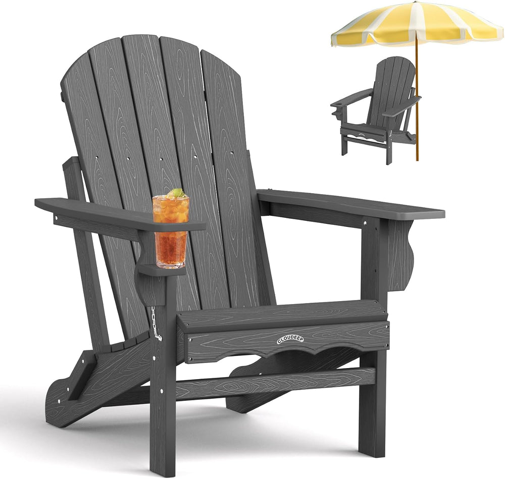 Folding Adirondack Chair, 25 Year Fade Proof Outdoor Patio Chairs