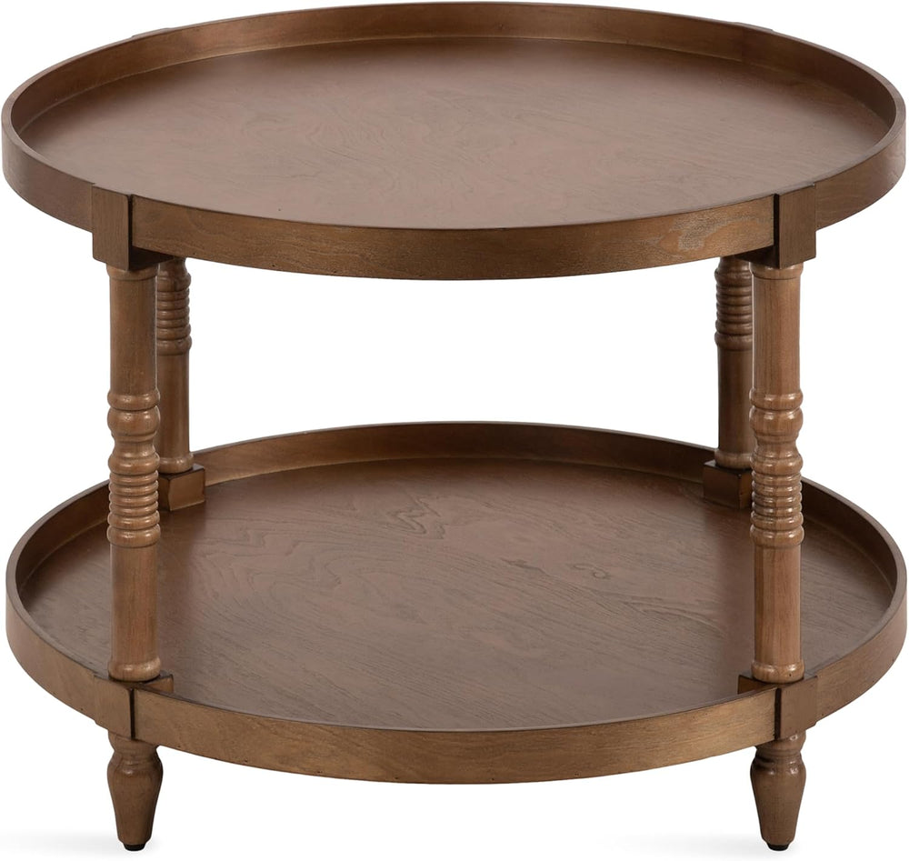 Kate and Laurel Bellport Tiered Round Coffee Table; 29 x 29 x 21; Rustic Brow...