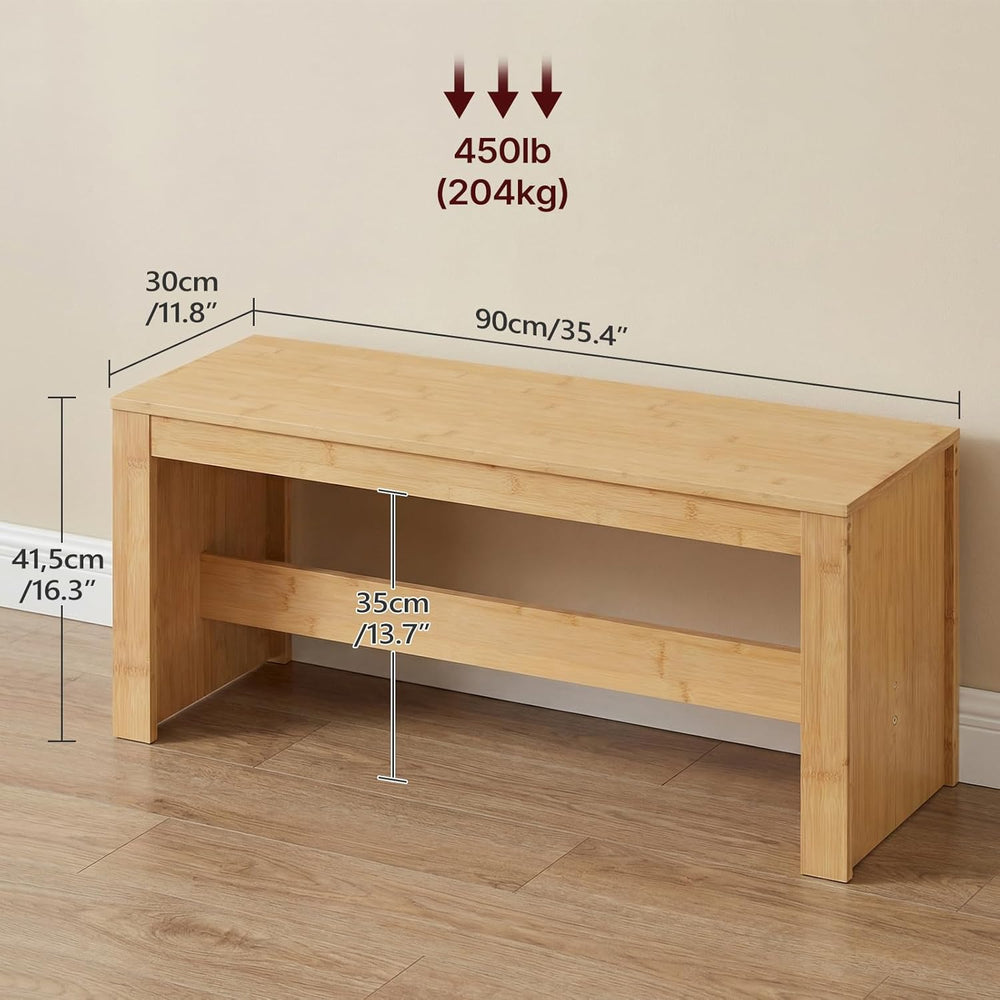 MAHANCRIS Entryway Shoe Rack Bench, 35.4 Inch Bamboo Dining Bench