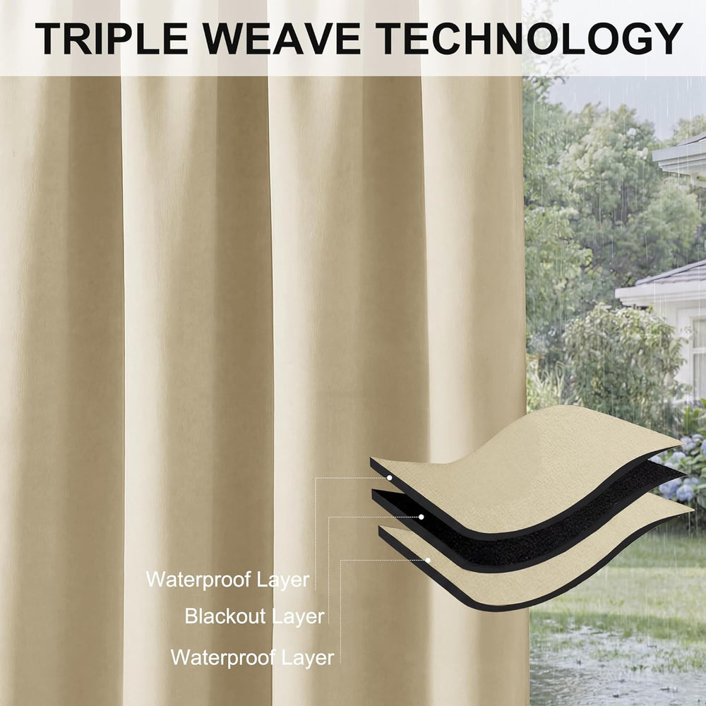 RYB HOME Outdoor Curtains for Patio Waterproof Block Sunlight Privacy