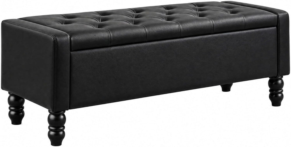 50 Inch Faux Leather Storage Ottoman Bench for Bedroom End of Bed