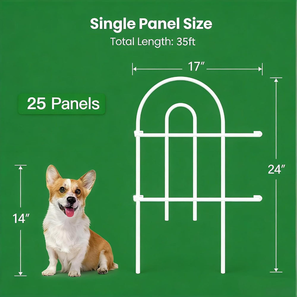 AMAGABELI 25 Panels 24in(H)×35ft(L) Decorative Garden Fence No Dig Rustproof ...
