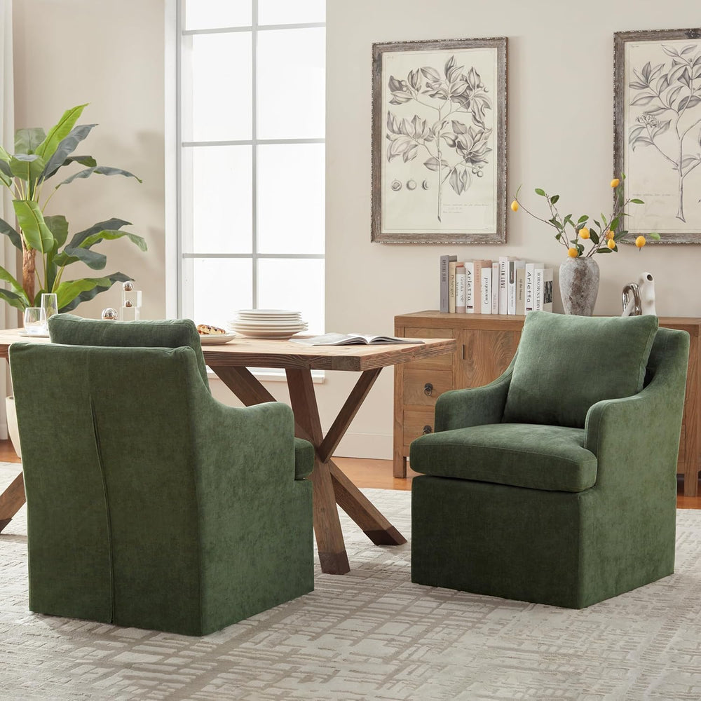 VKNOW Upholstered Dining Chairs Set of 4, Dining Room Chairs with Casters
