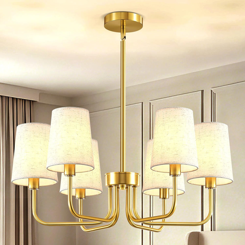 Yunnix 6-Light Gold Chandelier for Dining Room, No Assembly Modern Chandelier...