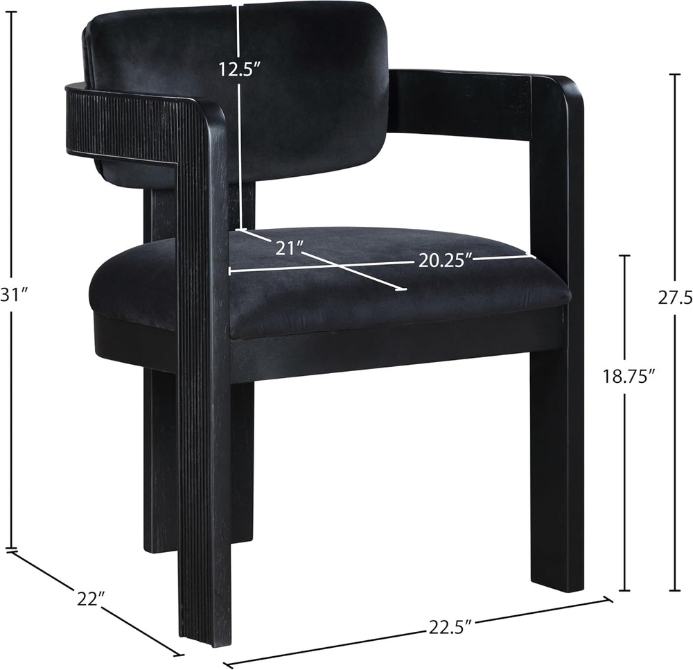 Meridian Furniture Sacha Velvet/Rubberwood Dining Chair, Black, Set of 2
