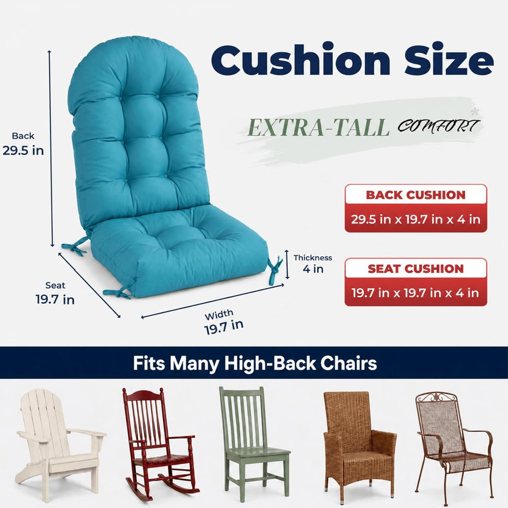 Rocking Chair Cushion, Outdoor Thick Adirondack Chair Cushions, High Back Sea...