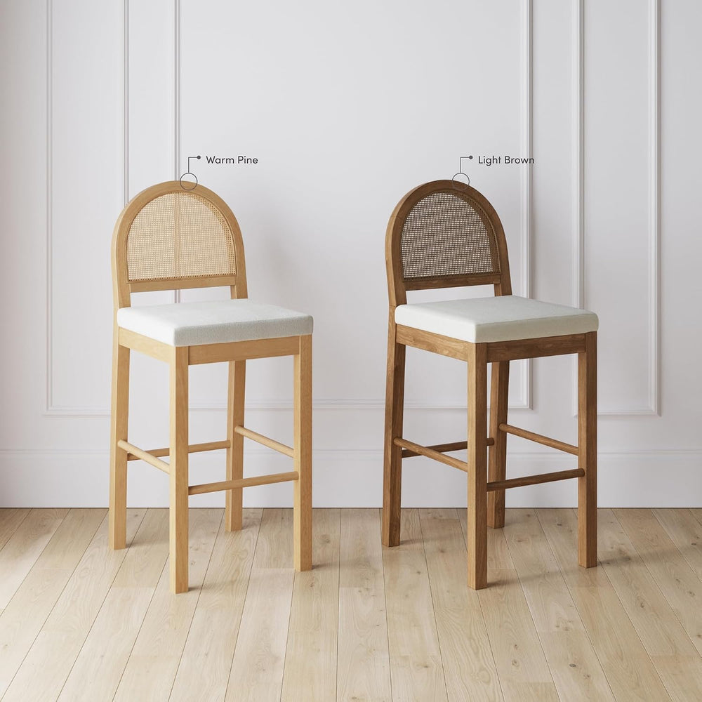 Nathan James Bailey 29 in. Boucle Bar Stool with Back, Bar Height Chair with ...