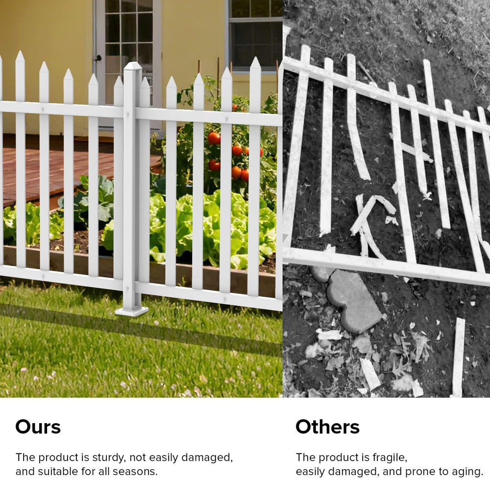 1 Set Vinyl Picket Fence Panels White 84''Wx36''H PVC Decorat...