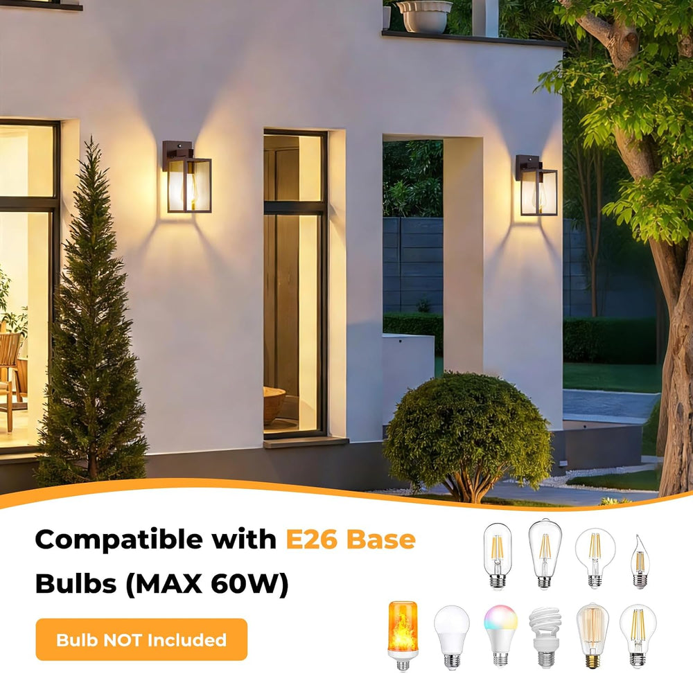 FOLKSMATE 3 Pack Dusk to Dawn Outdoor Wall Sconce, Dark Chocolate