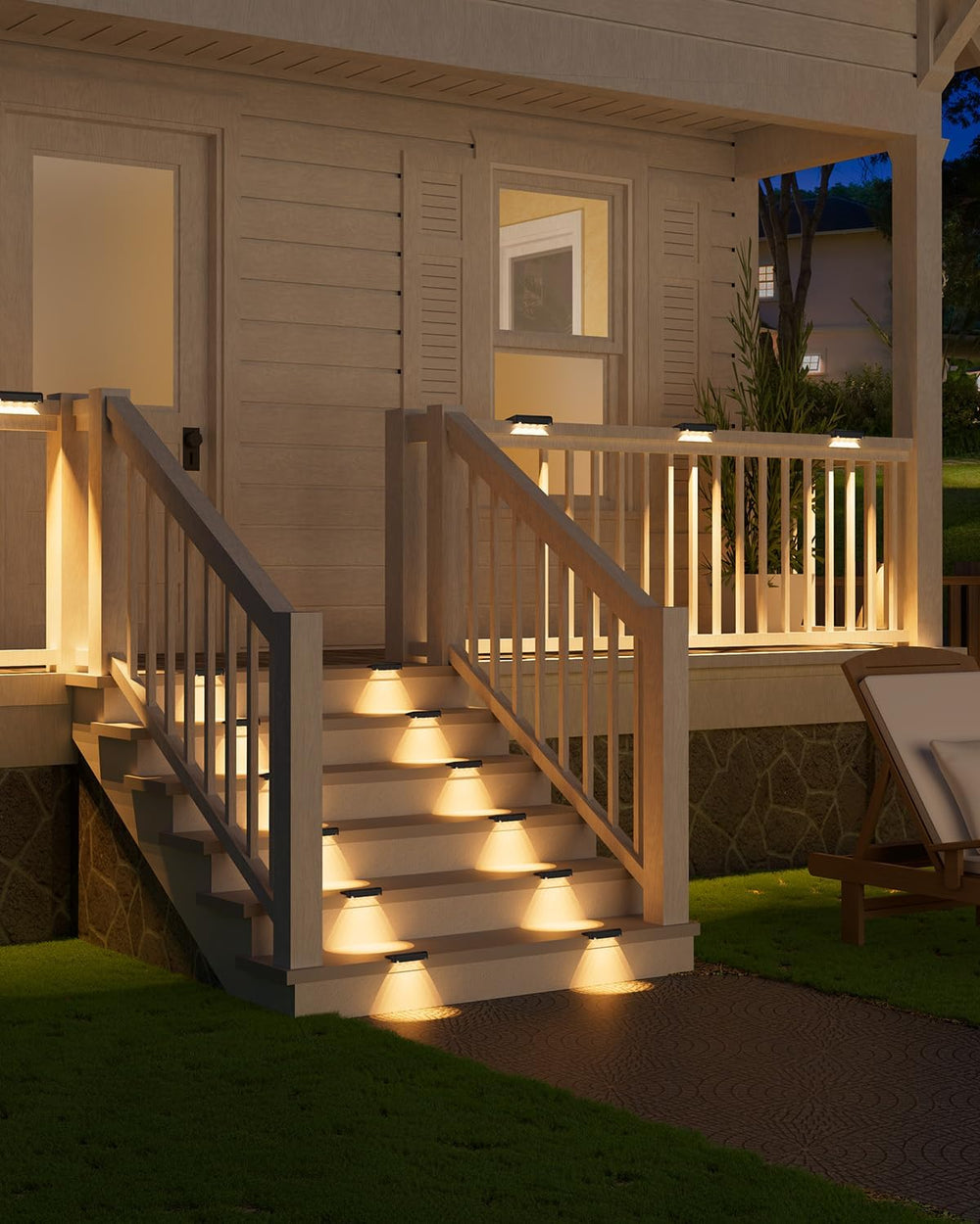 VOLISUN Solar Deck Lights Outdoor 16Pack, Warm White Solar Stair Lights