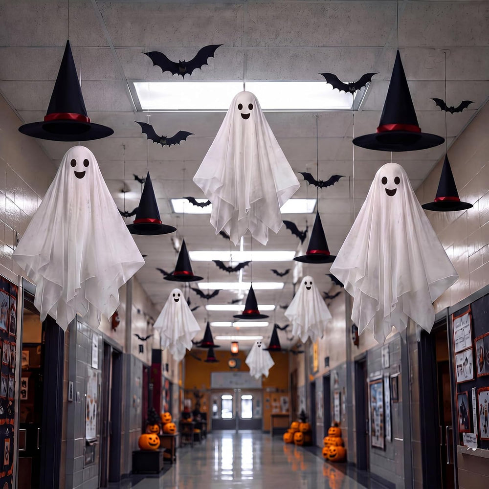 VioraWhite 23 Pcs Halloween Classroom Decorations Ghost Garland Honeycomb