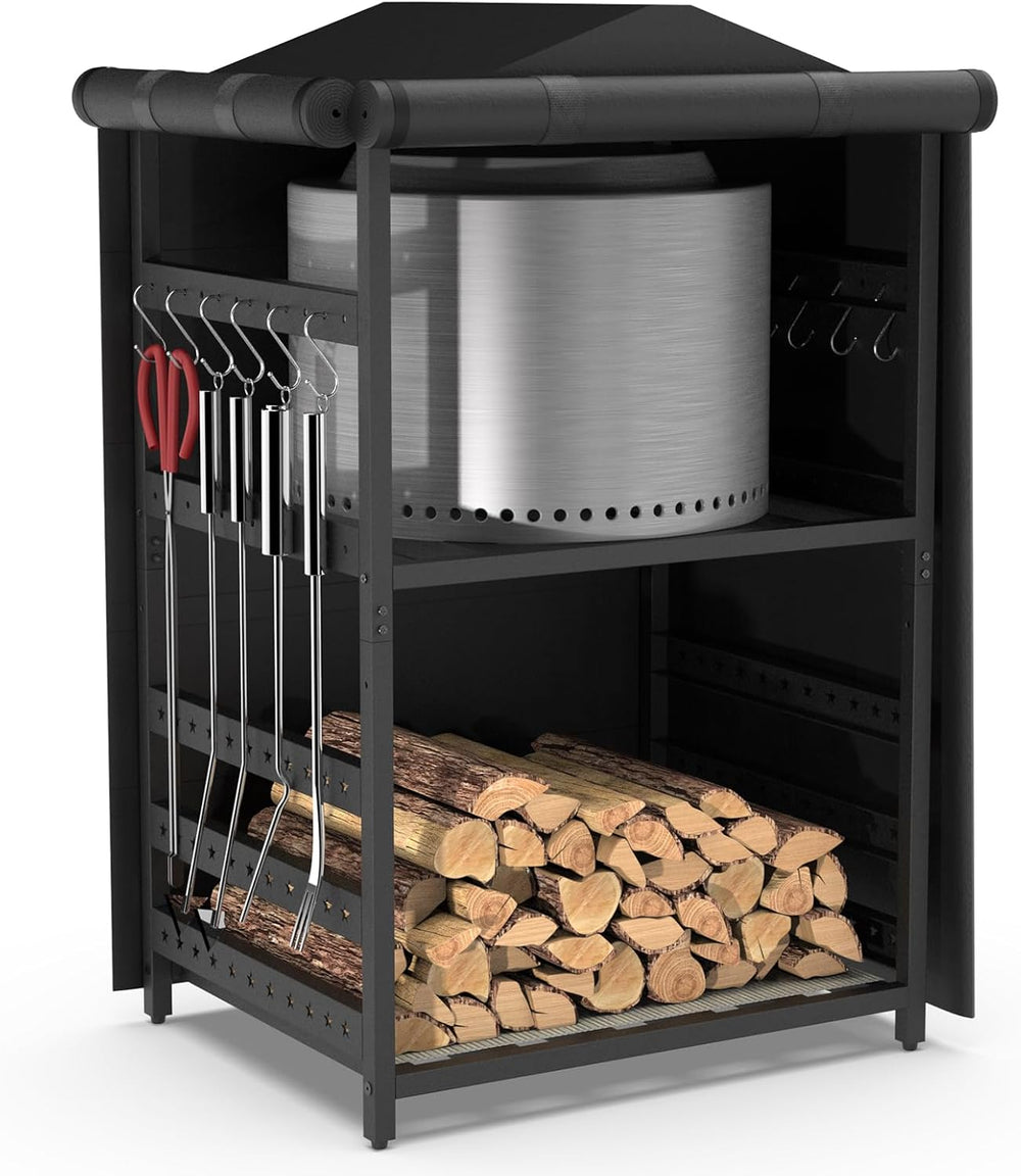 Storage Station for Solo Stove Bonfire, Yukon, Ranger, Firewood Rack Outdoor ...
