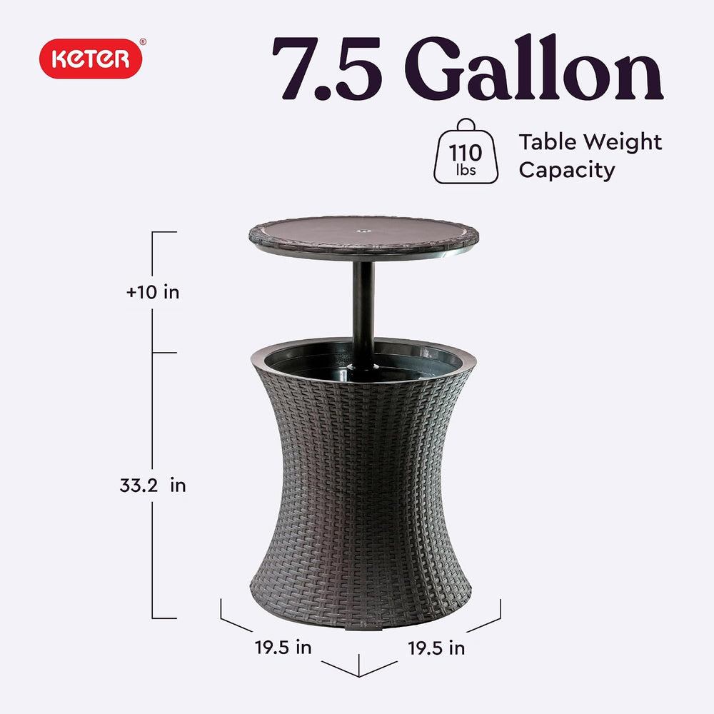 Keter Pacific Cool Bar Outdoor Patio Furniture and Hot Tub Side Table with 7....