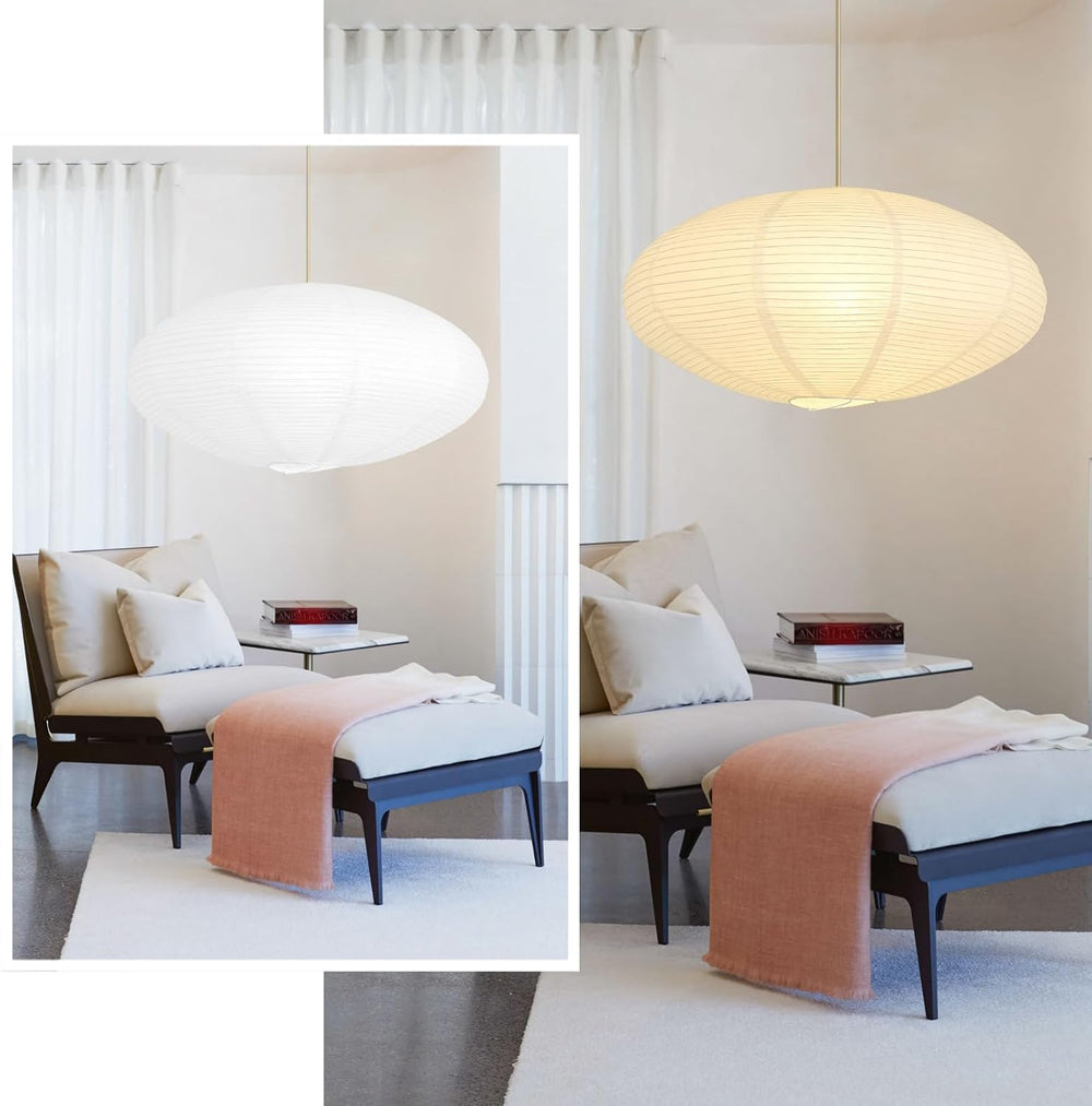 2 Pack White Oval Paper Lantern Lampshades, 20 x 10 Inch Hanging Paper Lanter...