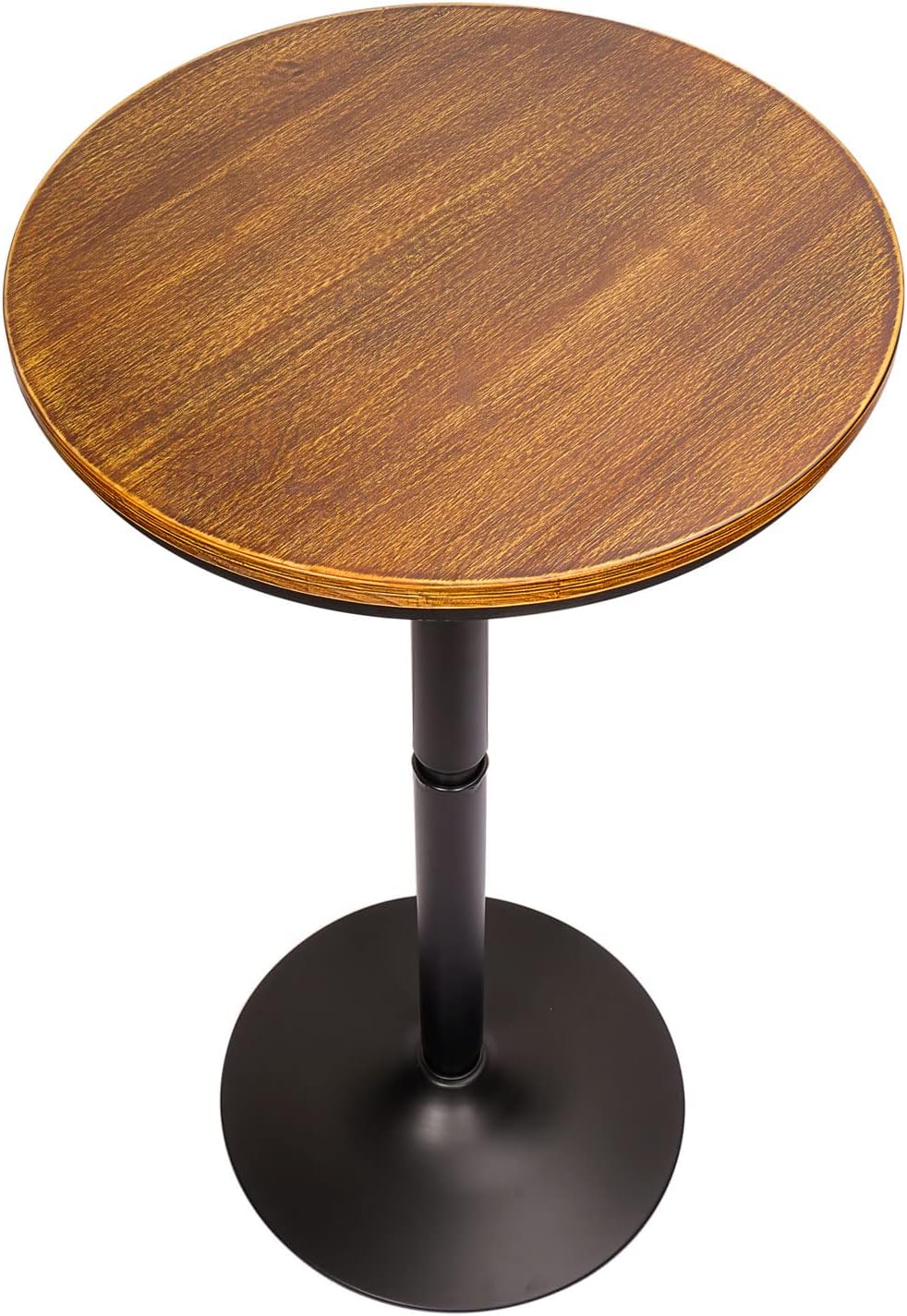 Round Bar Height Bistro Pub Table - Natural Wood Top, Heavy Metal Frame, 21.7...