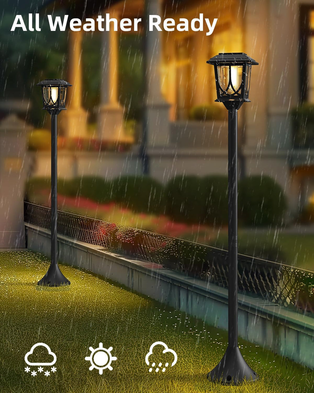 ILANCK Solar Lamp Post Lights 2 Pack, 40 in Warm White Outdoor