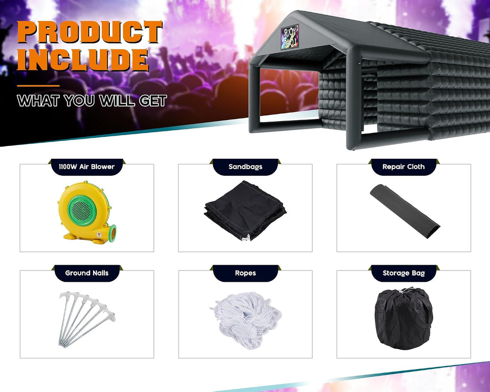 SPECRAFT 39 x 20 x 14 FT Black Inflatable Nightclub Tent with Pavilion