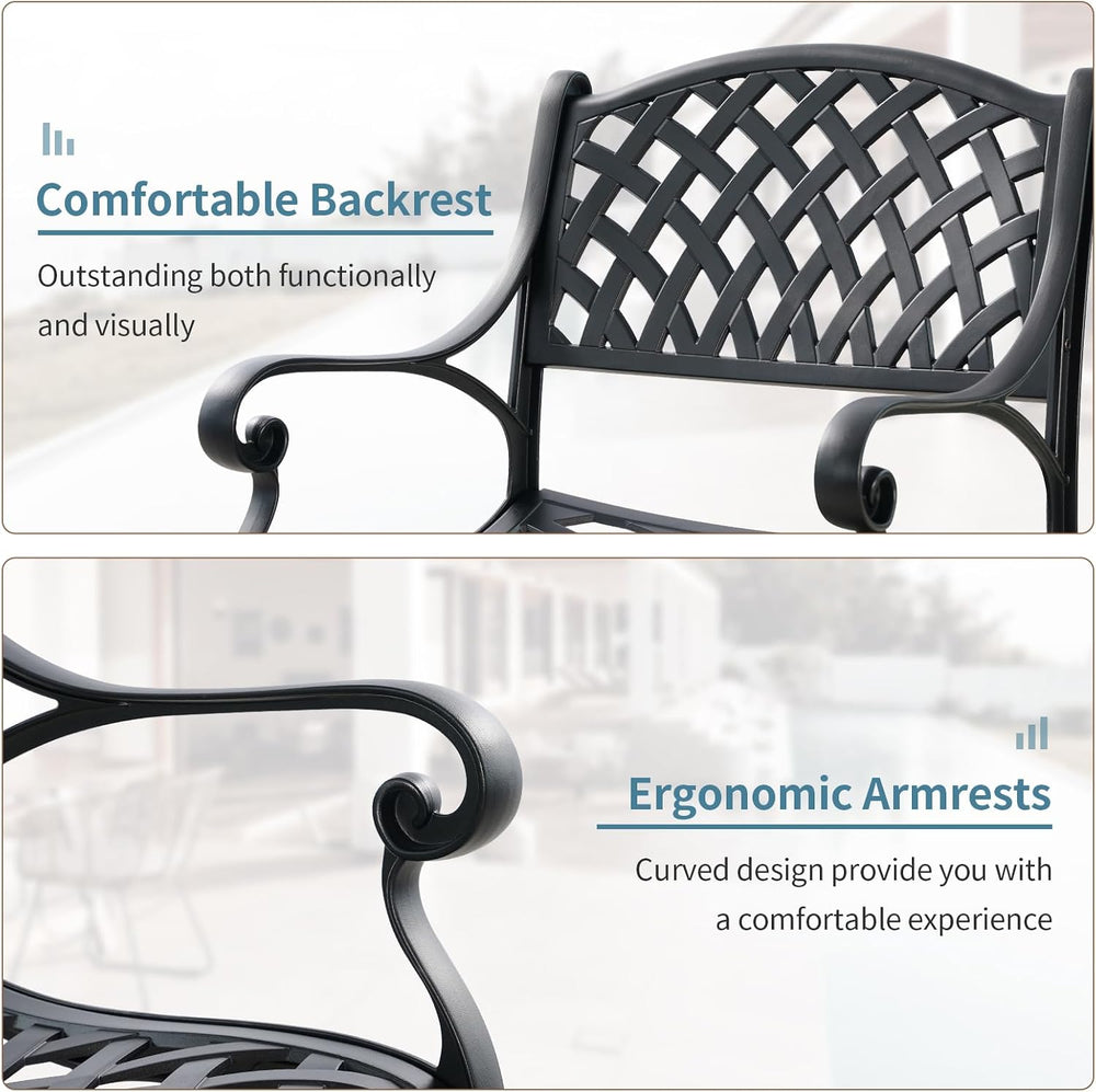 Aluminum Patio Chairs Set of 4, Metal Outdoor Chairs, Patio Dining Chairs wit...
