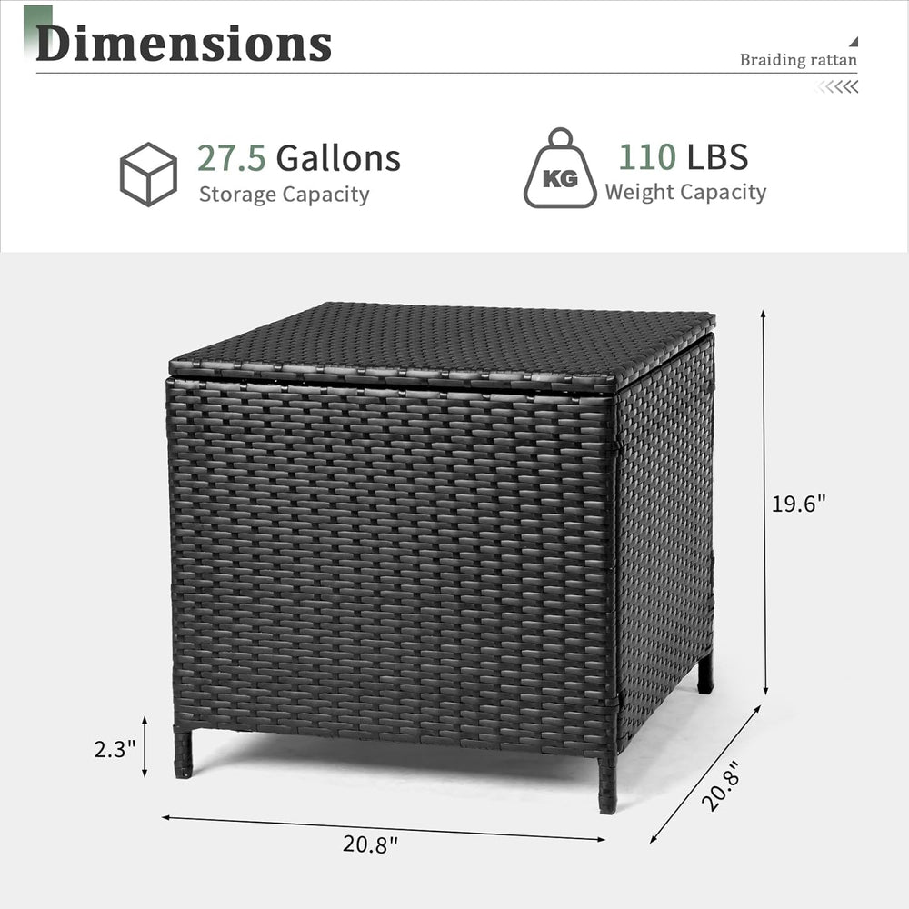 VINGLI Outdoor Side Table with Storage, 27-Gallon Patio Deck Box Outdoor Wick...
