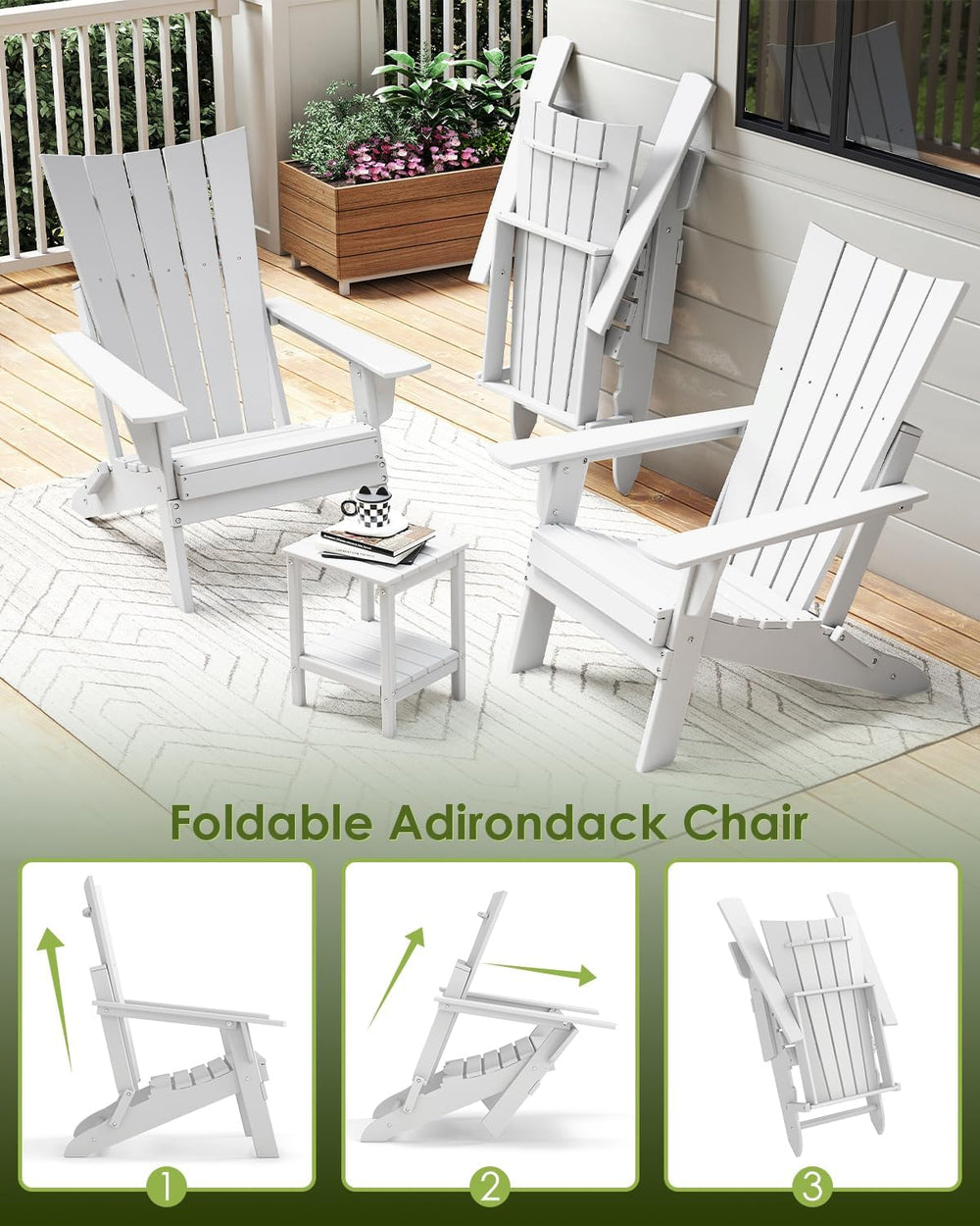 GREENVINES Folding-Adirondack-Chairs-Set-of-2 | HDPE Plastic | Arch Series | ...