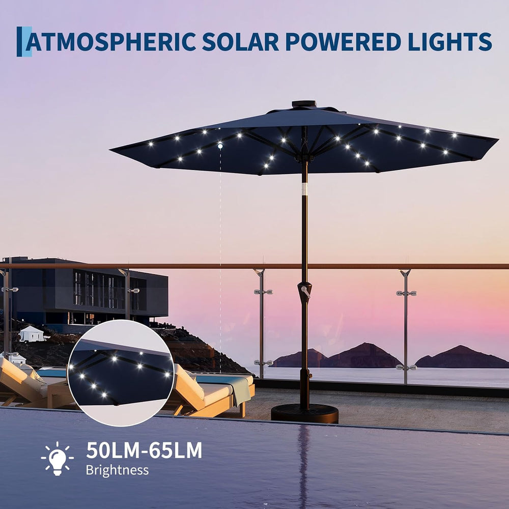 Garvee 9FT Solar Patio Umbrella Outdoor Umbrella with 32 LED Lights