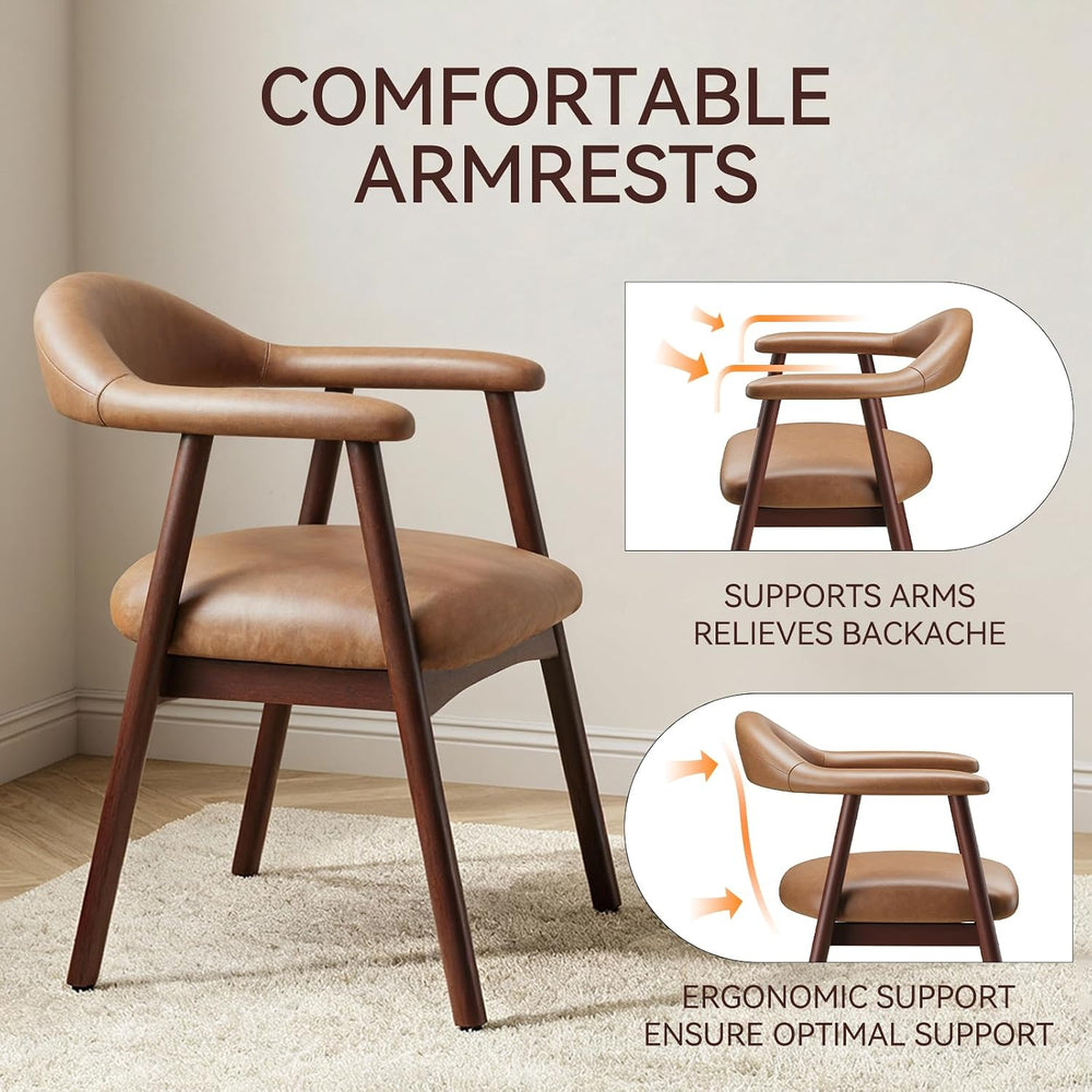 MALOL Leather Dining Chair with Armrest Set of 6, Upholstered Dining Room Cha...