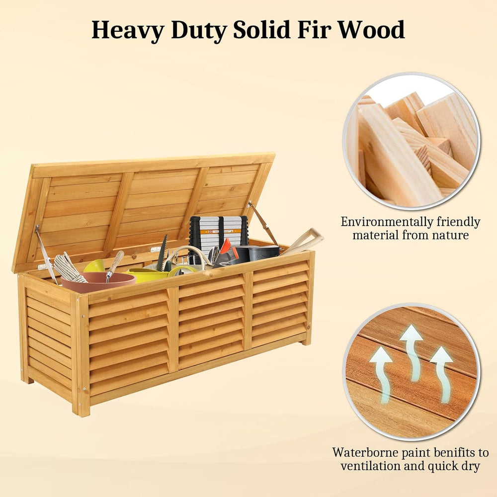 VINGLI Outdoor Wooden Deck Box, Storage Box with Lids for Easy Switching, 47 ...