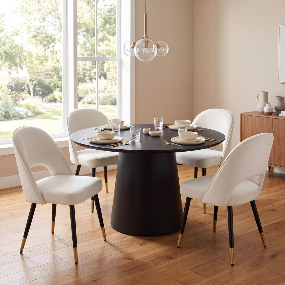 DUOMAY Modern Dining Chair Set of 2 with Open Back, Velvet Upholstered Armles...