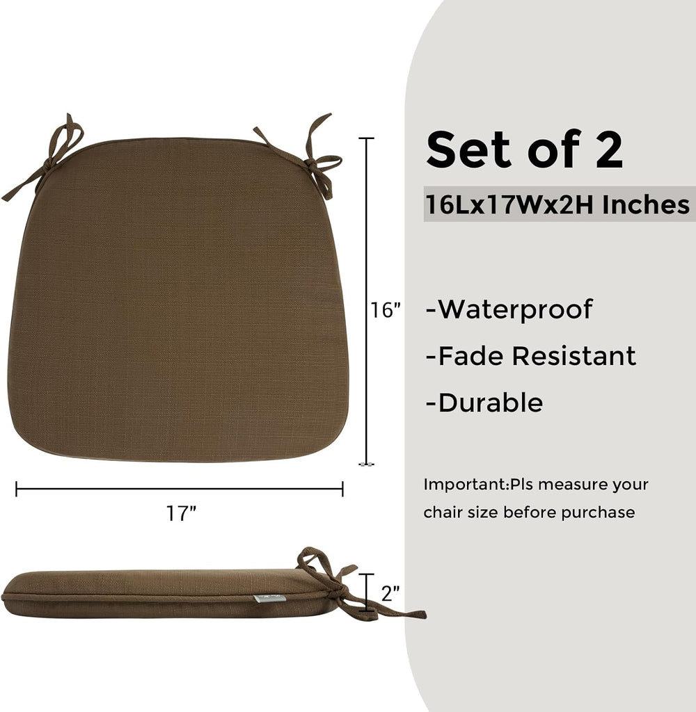 Outdoor Chair Cushions Set of 2,Patio Seat Cushion 17"x16"x2",...