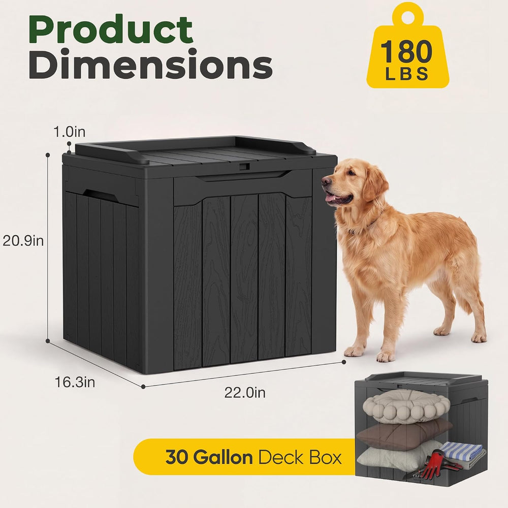 Flamaker Deck Box 31 Gallon Waterproof Resin Small Storage Box with Lid