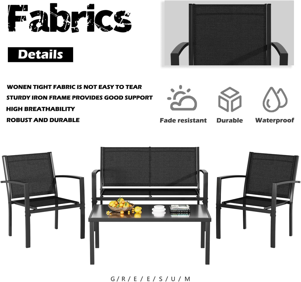 Greesum 4 Pieces Patio Furniture Set, Outdoor Conversation Sets for Patio, La...