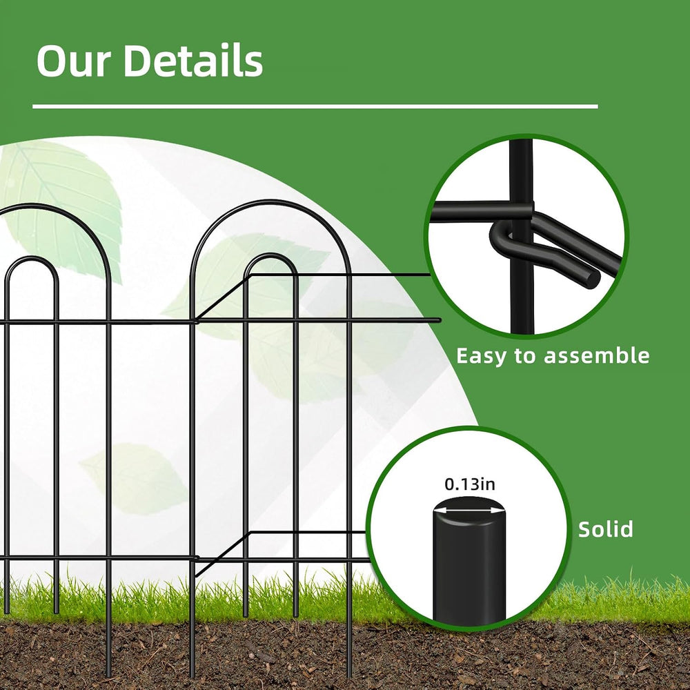 Garden Fence Border 32inX20ft Black Metal Wire Garden Fencing Panel Outdoor