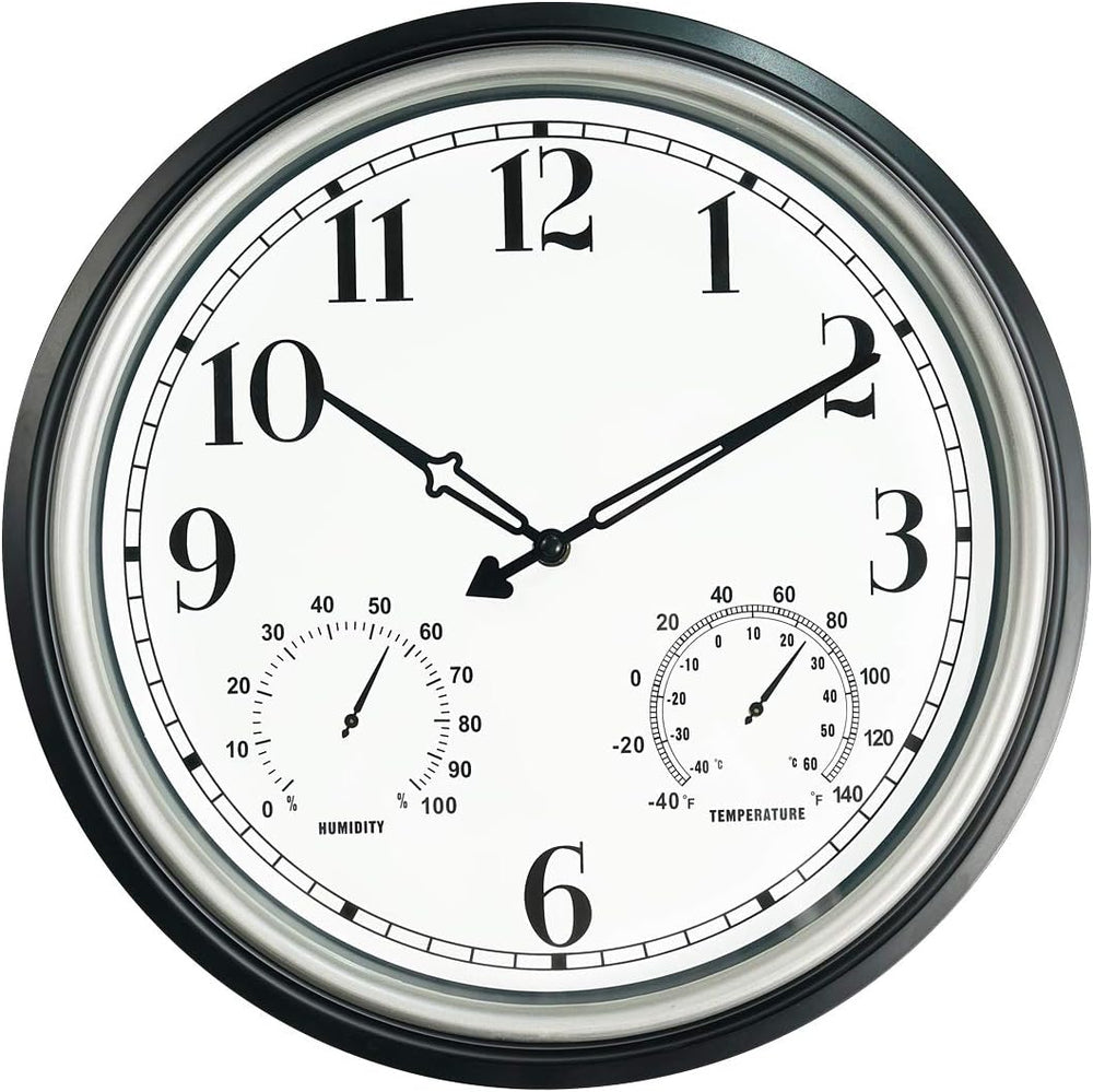 Rsobl 16 Inch Large Indoor Outdoor Wall Clock,Waterproof Non-Ticking Clock wi...