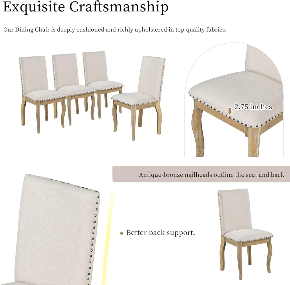 Harper & Bright Designs 5-Piece Farmhouse Extendable Round Dining Table a...