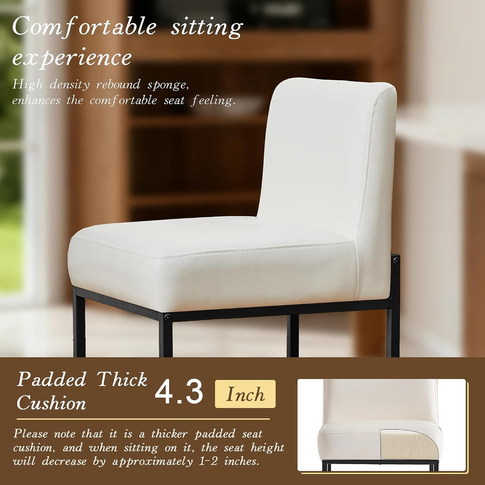 26" White and Black Counter Heigh Bar stools Set of 3,Faux Leather
