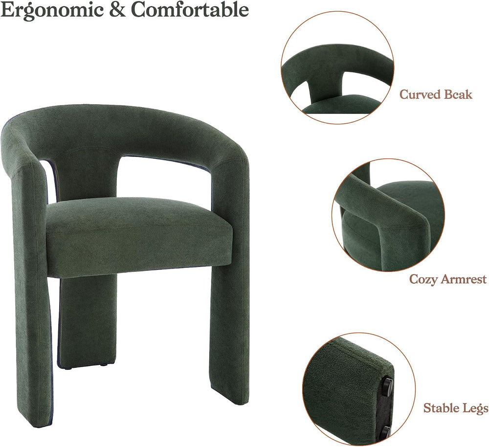 GNIXUU Green Barrel Dining Chair Set of 4, Modern Boucle Upholstered Dining R...