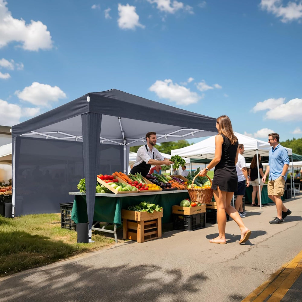 10x10 Pop Up Canopy Tent with Sidewalls, Portable Shelter,Dark Grey