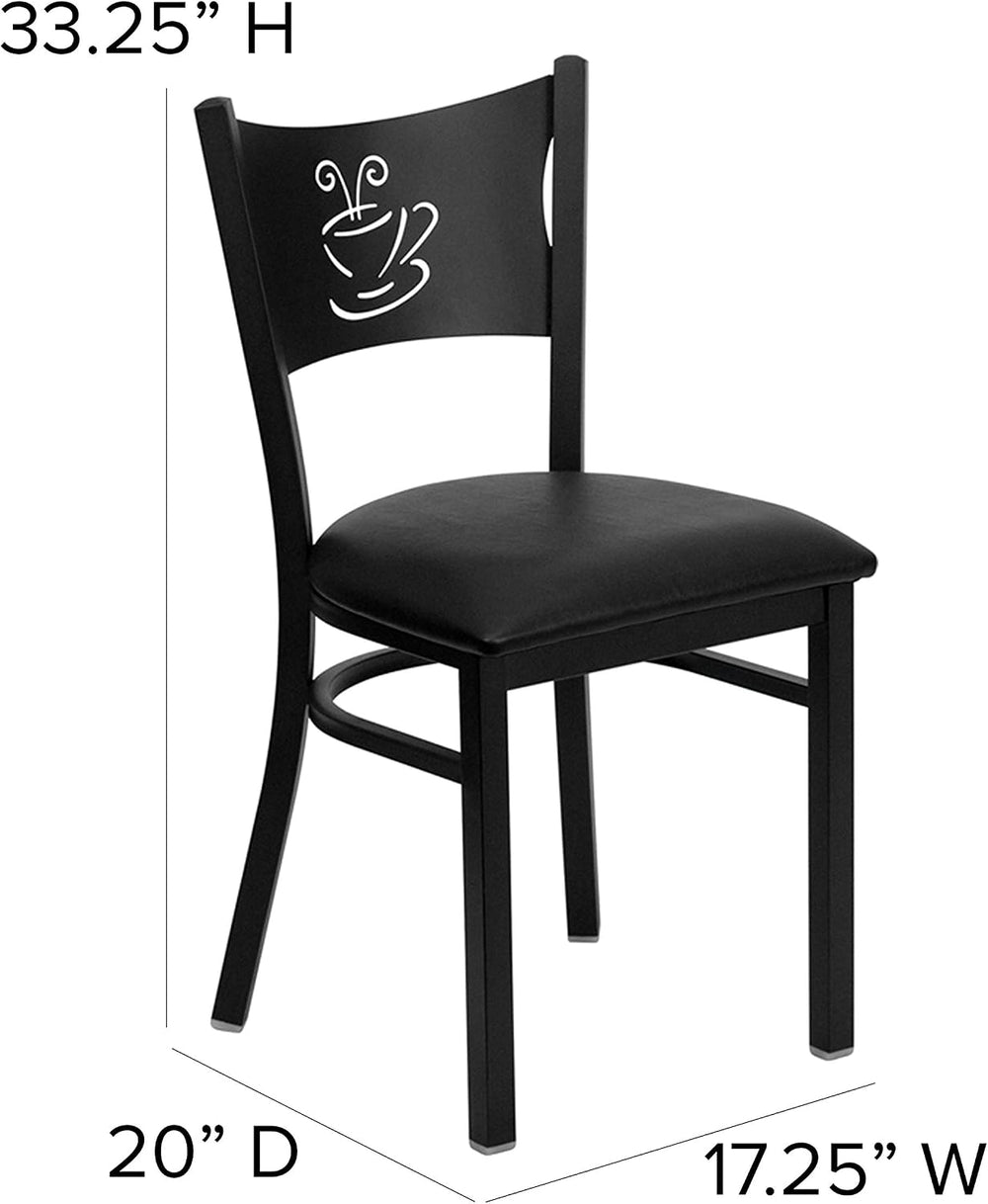Flash Furniture 4 Pack HERCULES Series Black Coffee Back Metal Restaurant Cha...