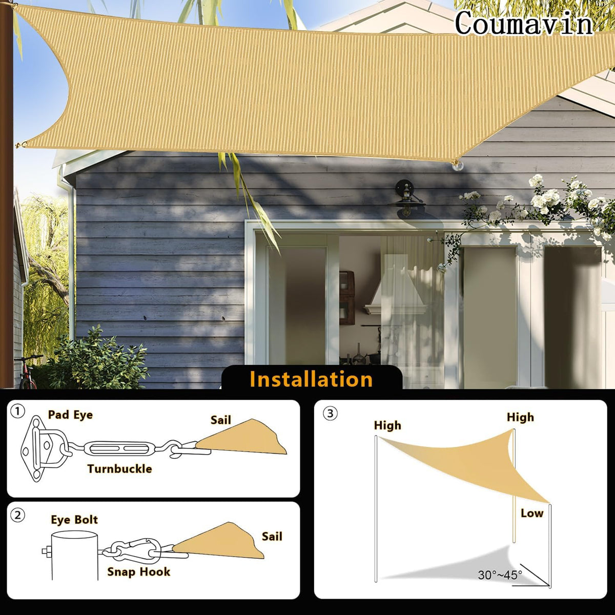 16'x20' sun shade sail rectangle outdoor uv block shown in use
