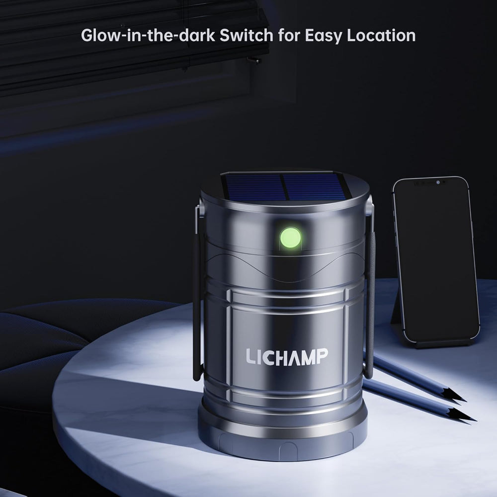 Lichamp 4-Pack Solar Camping Lantern, USB Rechargeable LED Lanterns Battery P...