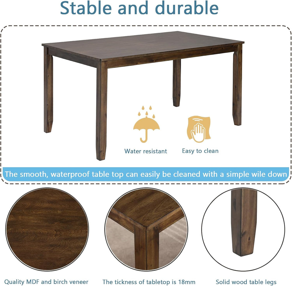 RuiSiSi Farmhouse 5 Piece Dining Table Set for 4, Solid Wood Rustic Kitchen T...